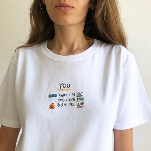 Image of YOU - hand embroidery on 100% organic cotton