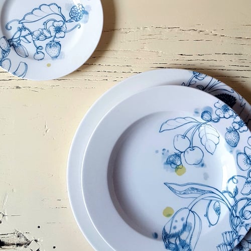 Image of Blue Summer Pasta Plate "A"
