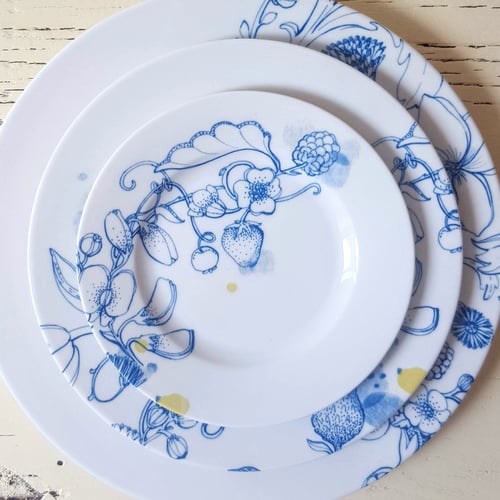 Image of Blue Summer Bread Plate "B"