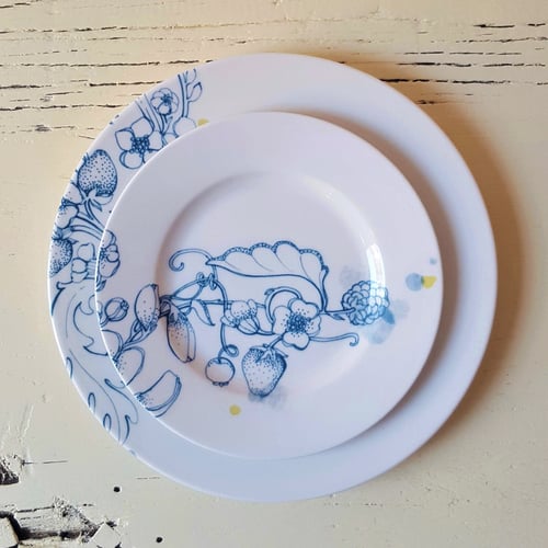Image of Blue Summer Bread Plate "A"