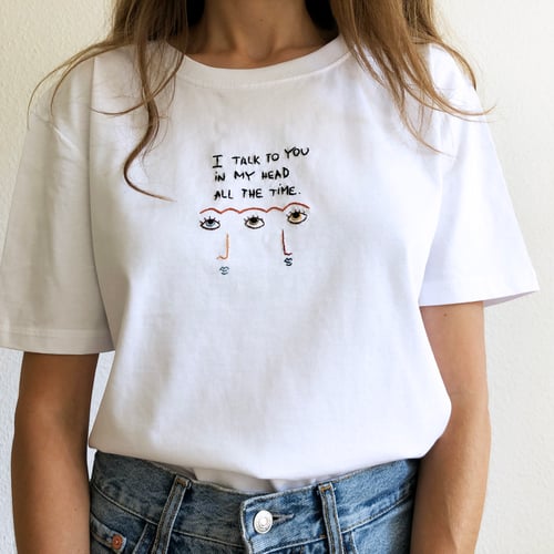 Image of I talk to you - hand embroidered original illustration on 100% organic cotton