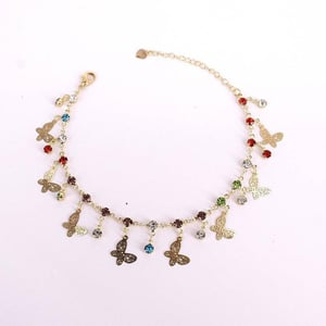 Butterfly Multi Color Crystal Dangle Anklet 