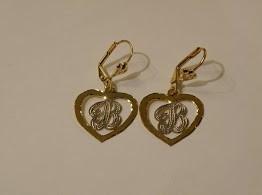 Dangle Heart Initial Earrings