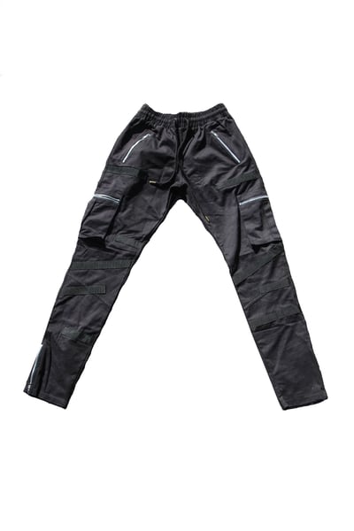 Image of Black Tactical Nylon Paneled Cargo Pants  