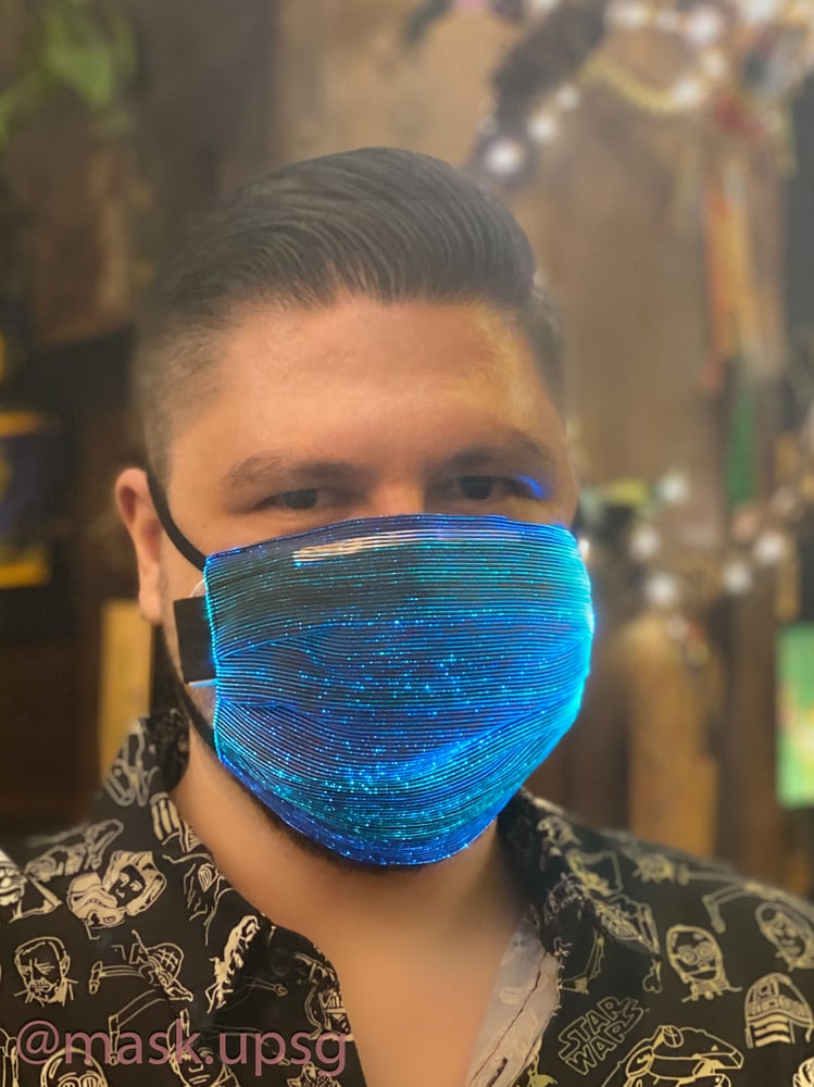 Image of  LED Party reusable face mask - great for Halloween  - Black and White options