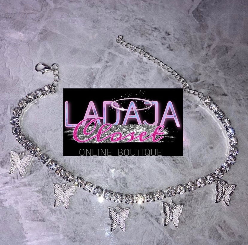 Silver butterfly tennis Anklet
