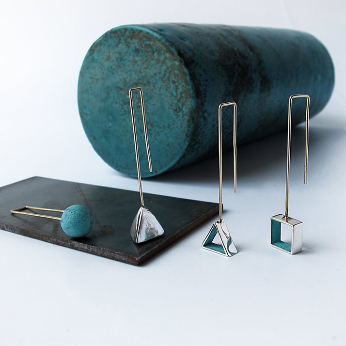Image of Silver / Copper / Blue Patina / Small Shapes
