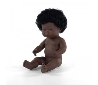 Image of Miniland Doll - African Boy with Down Syndrome, 38cm, undressed