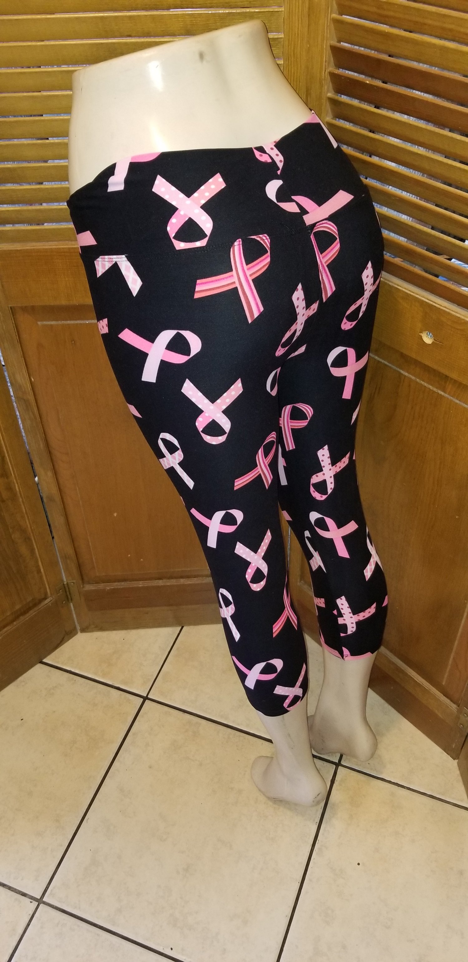 Image of One size breast cancer ribbon Leggings 