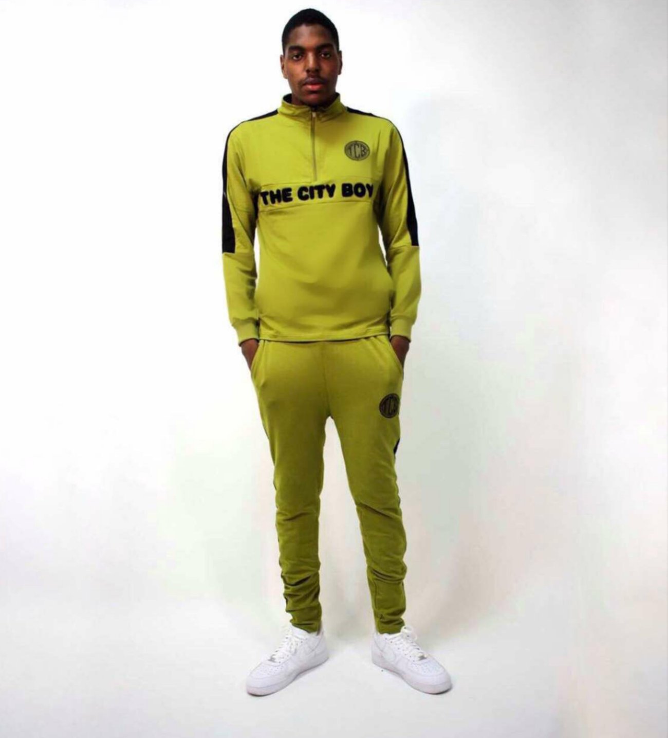Olive Green Tracksuit with Black Stripes - Away Kit Version 3 | THE CITY BOY