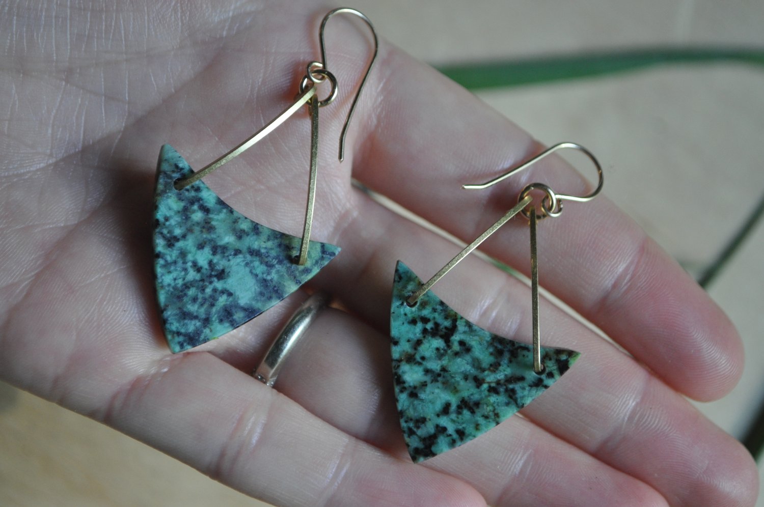 Image of One of a Kind African Turquoise Triangle Dangles