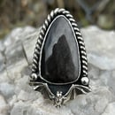Image 3 of Silver Sheen Obsidian Handmade Sterling Silver Bat Ring