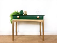 Image 1 of Stag Minstrel Console Table / Hallway Table painted in Dark Emerald Green with Gold Gilded  legs