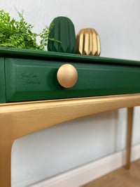 Image 2 of Stag Minstrel Console Table / Hallway Table painted in Dark Emerald Green with Gold Gilded  legs