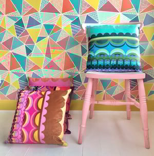 Image of Disc'O' Pink Velvet Cushion