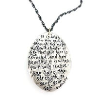 Image 1 of hand engraved Dodinsky quote necklace
