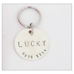 Image of Handcrafted Sterling Silver dog tag - 3 sizes - customised for your dog