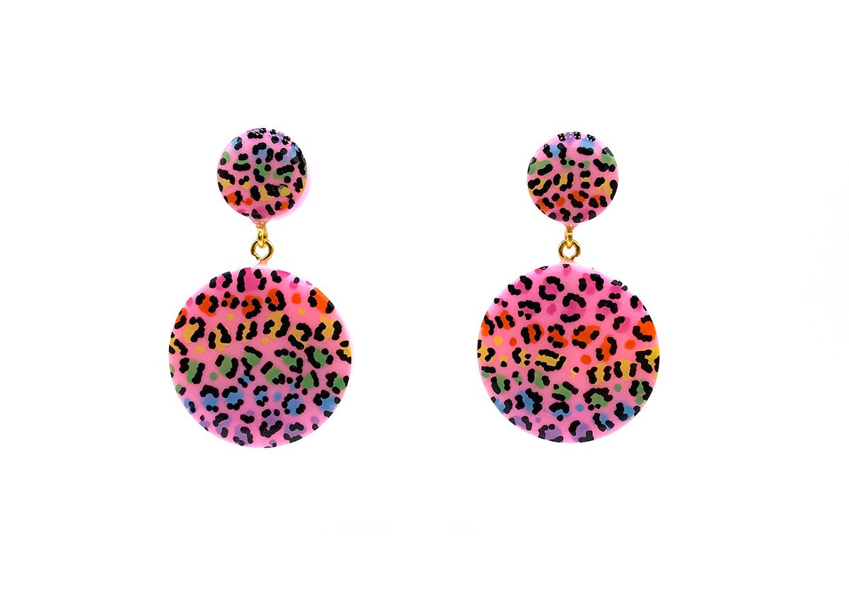 Image of Rainbow Leopard Print Statement earrings