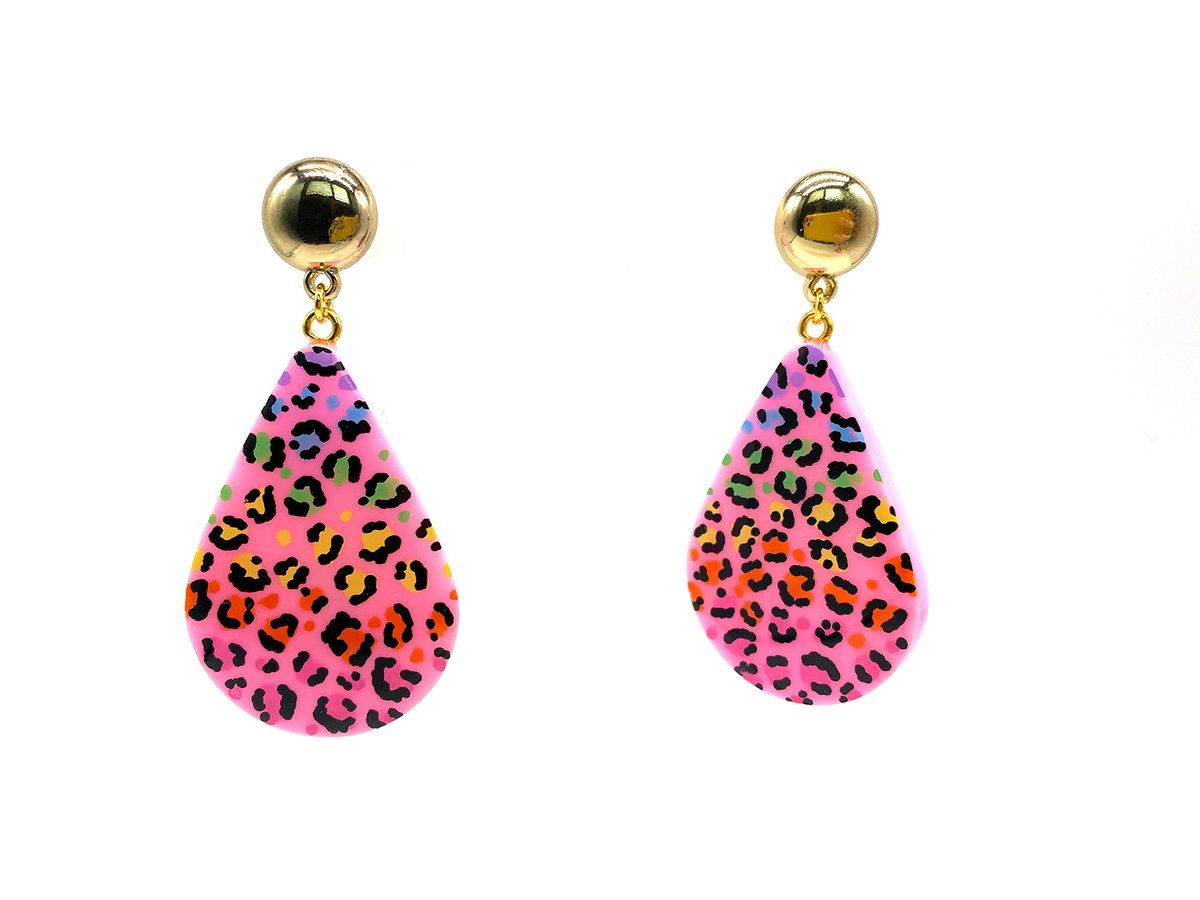 Image of Rainbow Leopard Drop Statement Earrings