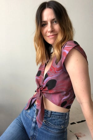 Image of Tulip Tie Blouse - Mauve