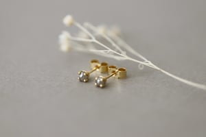 Image of 18ct gold grey rose-cut diamond stud earrings