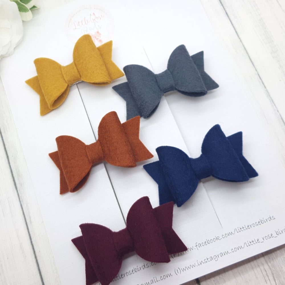 Image of Set of 5 Small Autumn Bow Set - Choice of headbands or clips