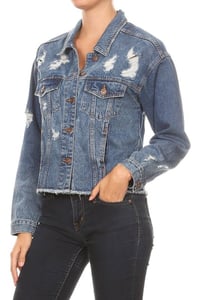 Image 2 of Distressed Medium Wash Jacket