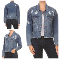Image 1 of Distressed Medium Wash Jacket