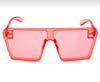 Oversized pink glasses.