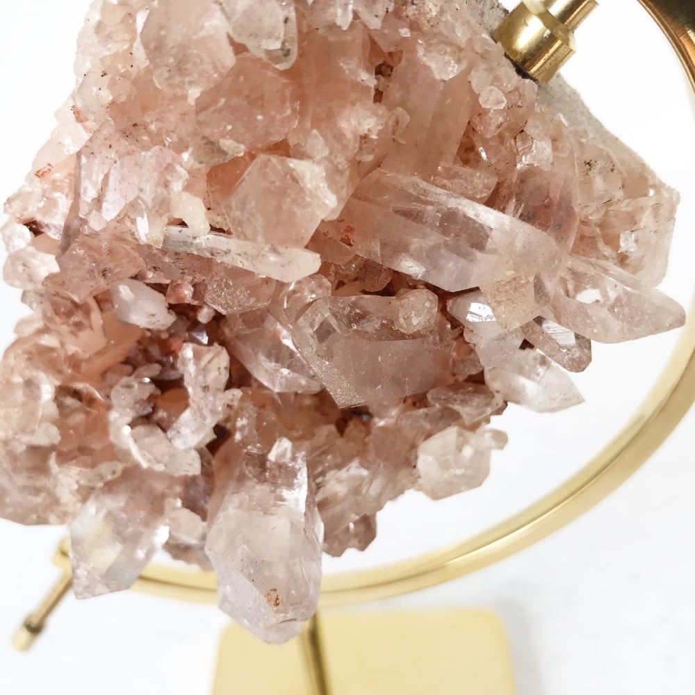 Image of Pink Himalayan Quartz no.75 + Brass Arc Stand