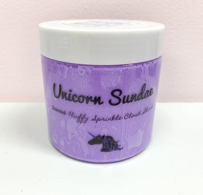 Image of Unicorn Sundae with SPrinkles and CHarm Cloud Slime PUrple bubblegum Scented 