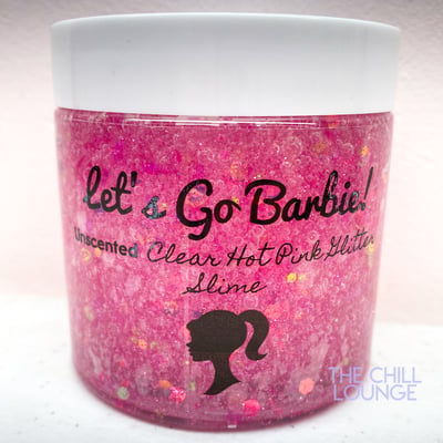 Image of Let’s Go Barbie Holographic Chunky Glitter Stretchy Thick Clear Slime with CHARM