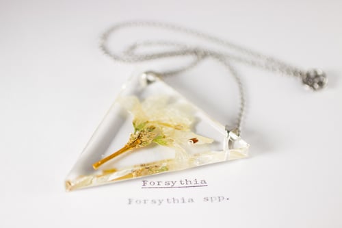 Image of Forsythia - Triangular Pressed Pendant #1
