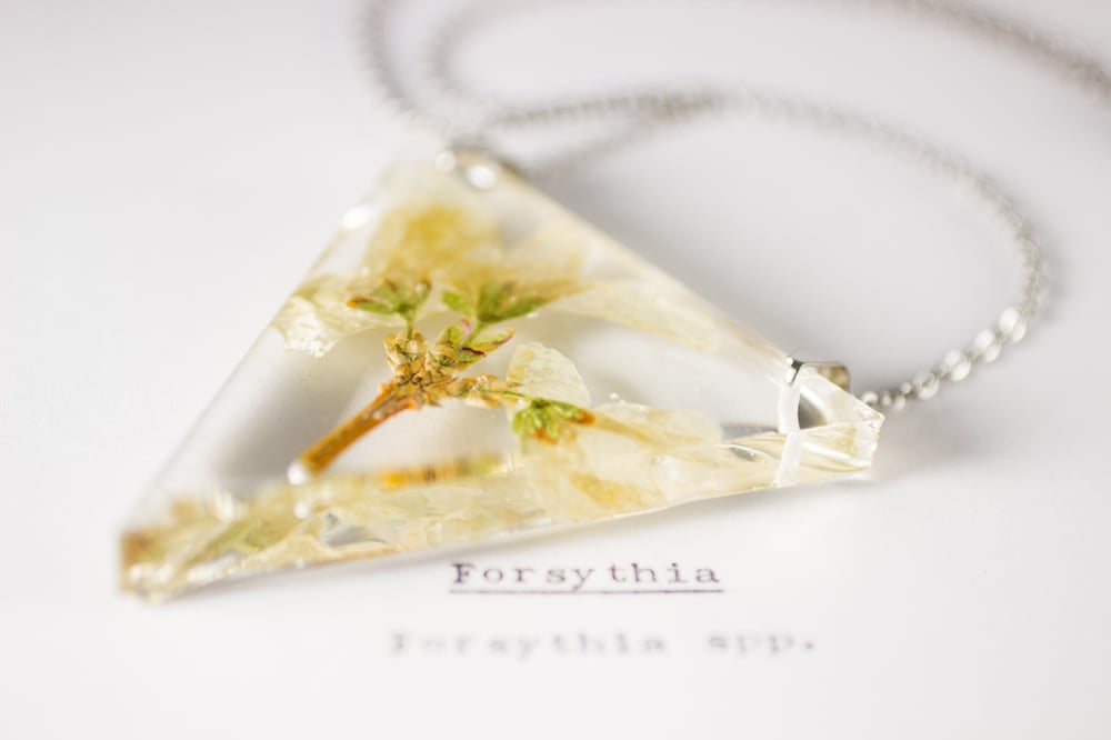 Image of Forsythia - Triangular Pressed Pendant #2