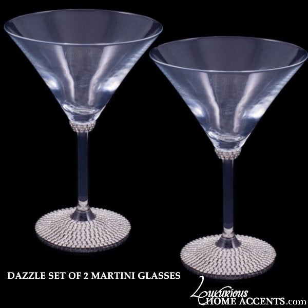 Crystal Martini Glasses with Spears Design, Set of 2