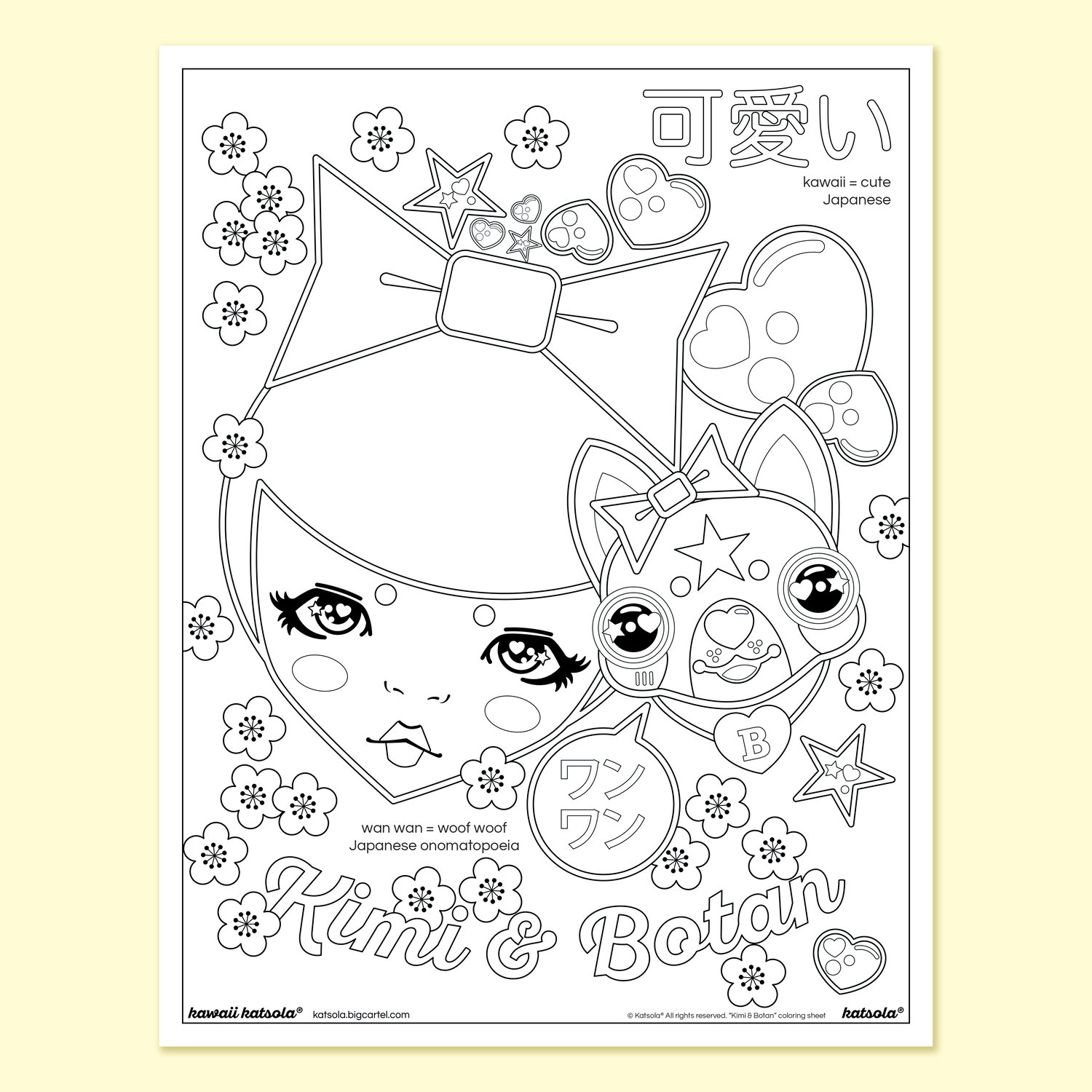 Image of Kimi & Botan Kawaii Katsola® Coloring Page