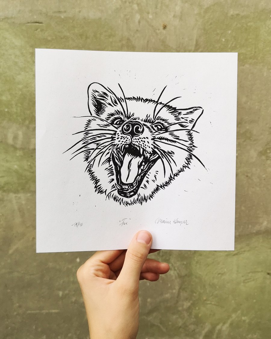 Image of Fox Linoprint
