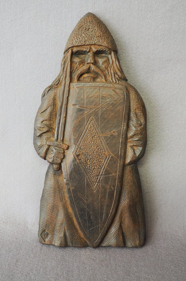 VIKING SHIELD WARRIOR (Cold-Cast IRON - PATINATED) - LIMITED EDITION No. 1 of 12