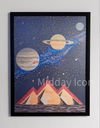 Image 1 of "Planets & Pyramids" 12x16 Print (Framed or Unframed)