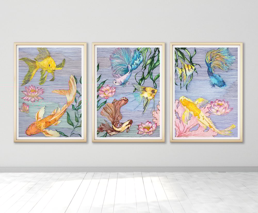 Image of The Water Garden Triptych - Original 