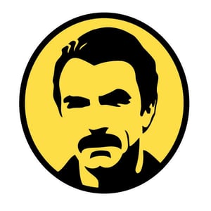 Image of American Mustache 4 Inch AM Yellow Stickers
