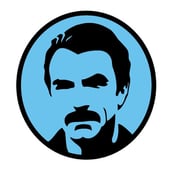 Image of American Mustache 4 Inch Aqua Stickers