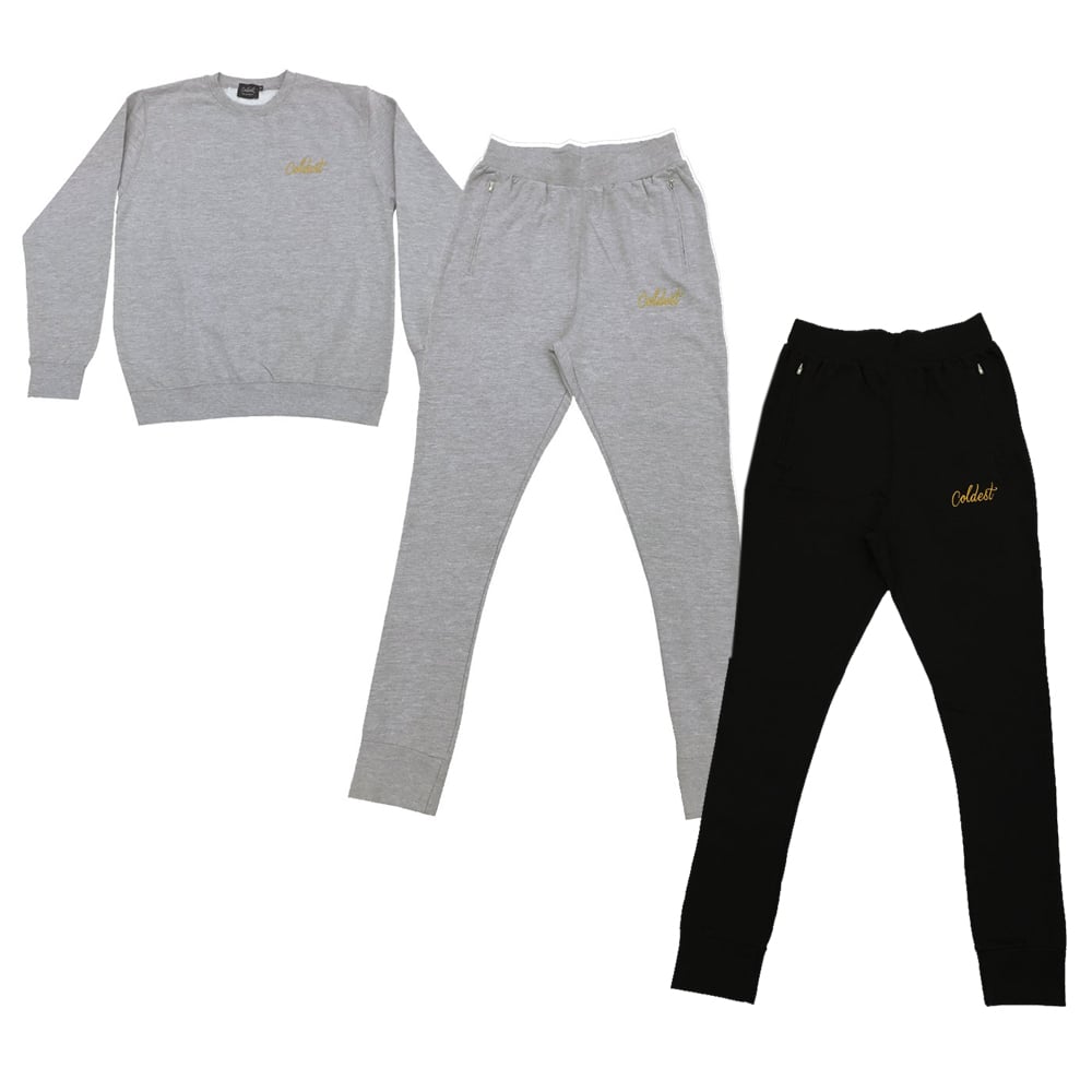 GOLD EMBROIDERED SWEATER OR BOTTOMS
