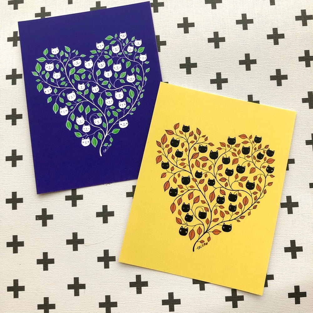 Image of cat heart postcards