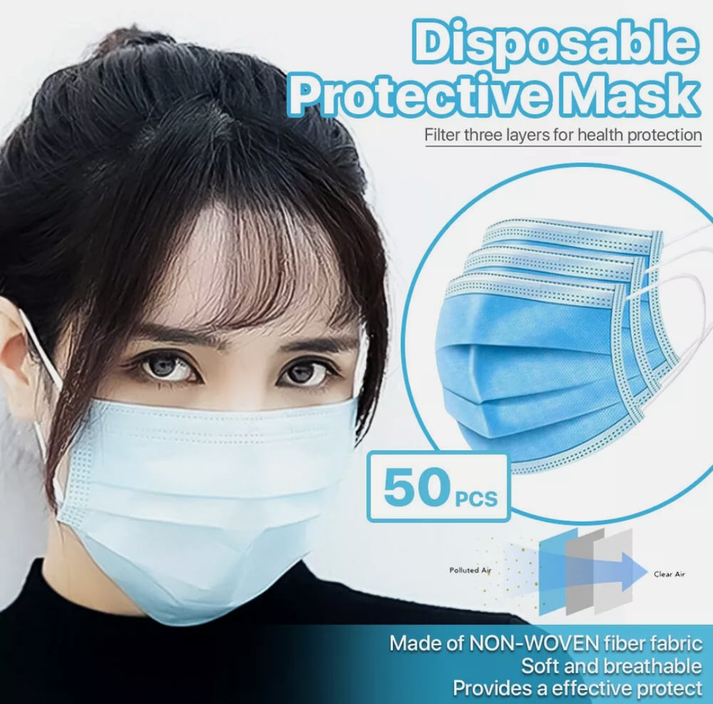 Adult & Kids 3-Layer Disposable Protective Face Masks (10ct.-50 ct.)