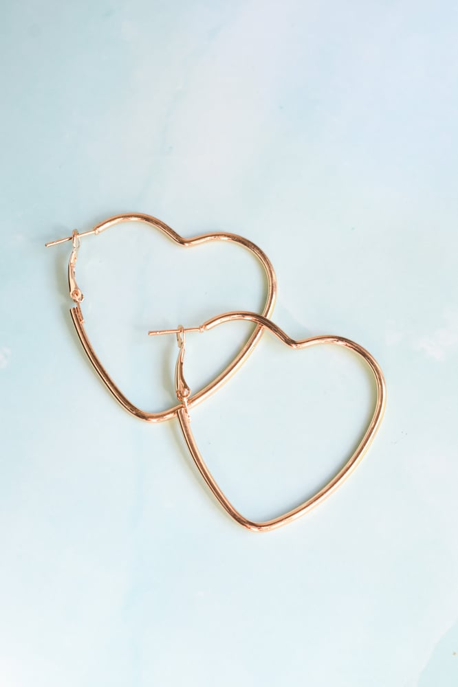 Image of Gold Heart Hoop Earrings