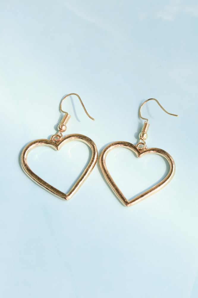 Image of Gold Heart Hook Earrings