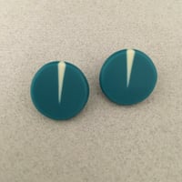 Image 1 of teal circle line studs