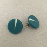 Image 2 of teal circle line studs