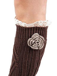 Image of Brown Lace top Leg Warmers